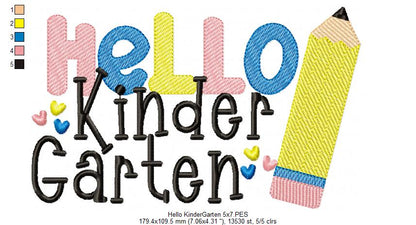 Hello Kindergarten Pencil - Rippled Stitch