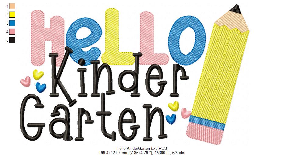 Hello Kindergarten Pencil - Rippled Stitch
