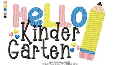 Hello Kindergarten Pencil - Rippled Stitch