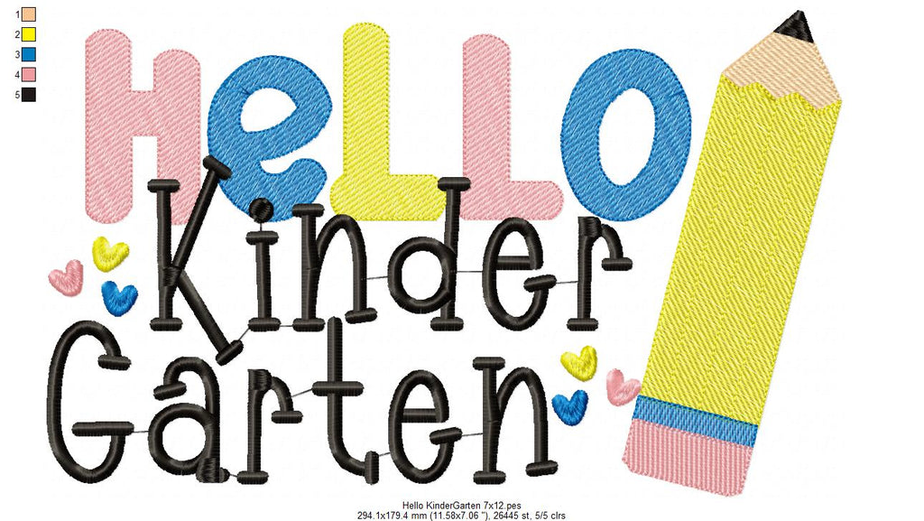 Hello Kindergarten Pencil - Rippled Stitch