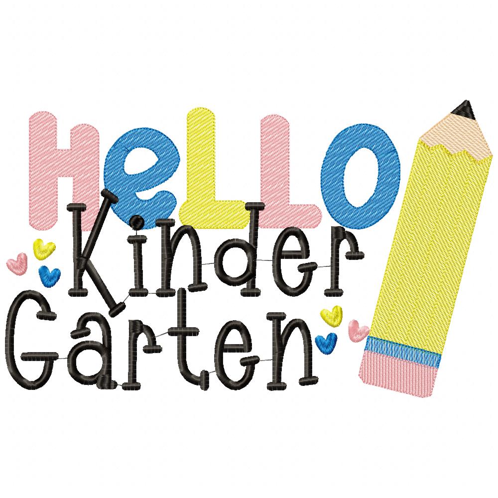 Hello Kindergarten Pencil - Rippled Stitch