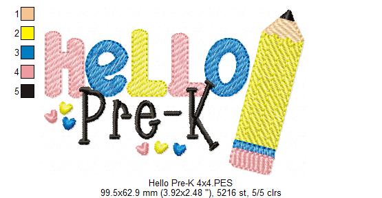 Hello Pre K Pencil - Rippled Stitch