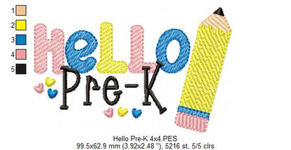 Hello Pre K Pencil - Rippled Stitch