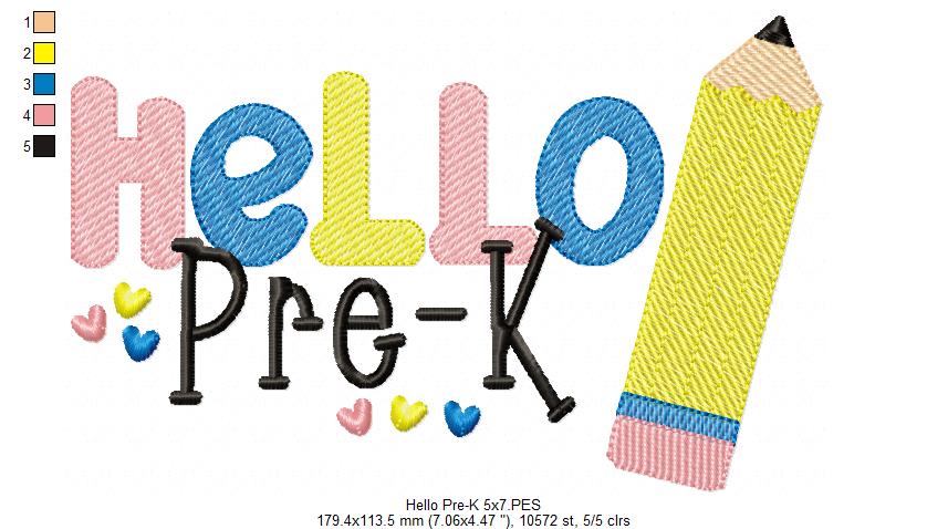 Hello Pre K Pencil - Rippled Stitch