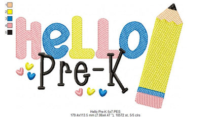 Hello Pre K Pencil - Rippled Stitch