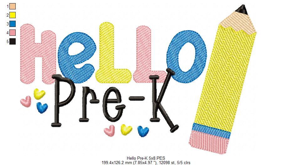 Hello Pre K Pencil - Rippled Stitch