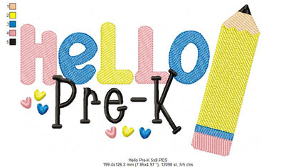 Hello Pre K Pencil - Rippled Stitch