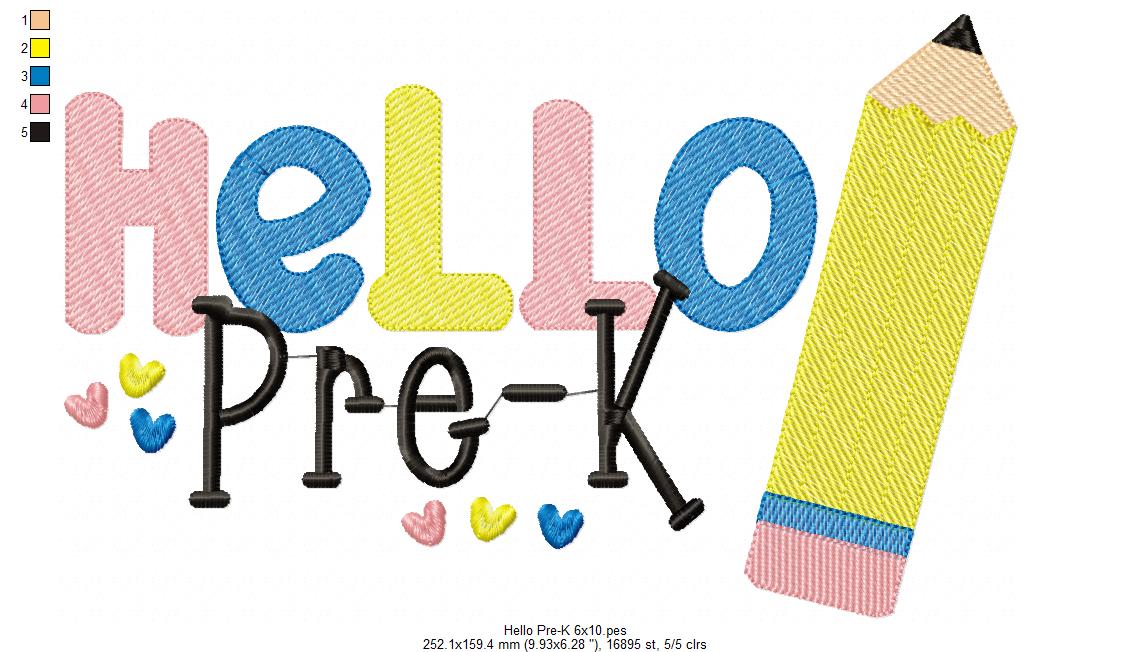 Hello Pre K Pencil - Rippled Stitch
