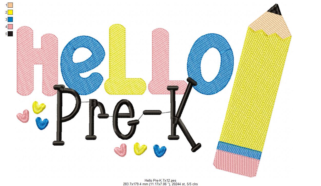 Hello Pre K Pencil - Rippled Stitch
