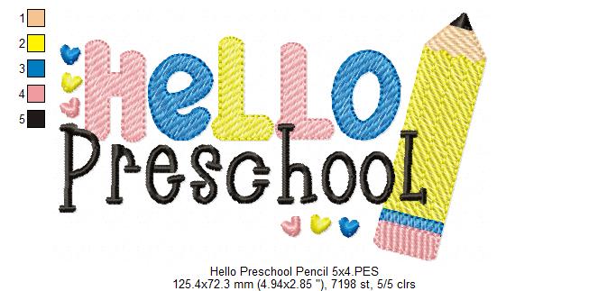 Hello Preschool Pencil - Rippled Stitch