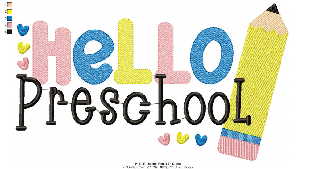 Hello Preschool Pencil - Rippled Stitch