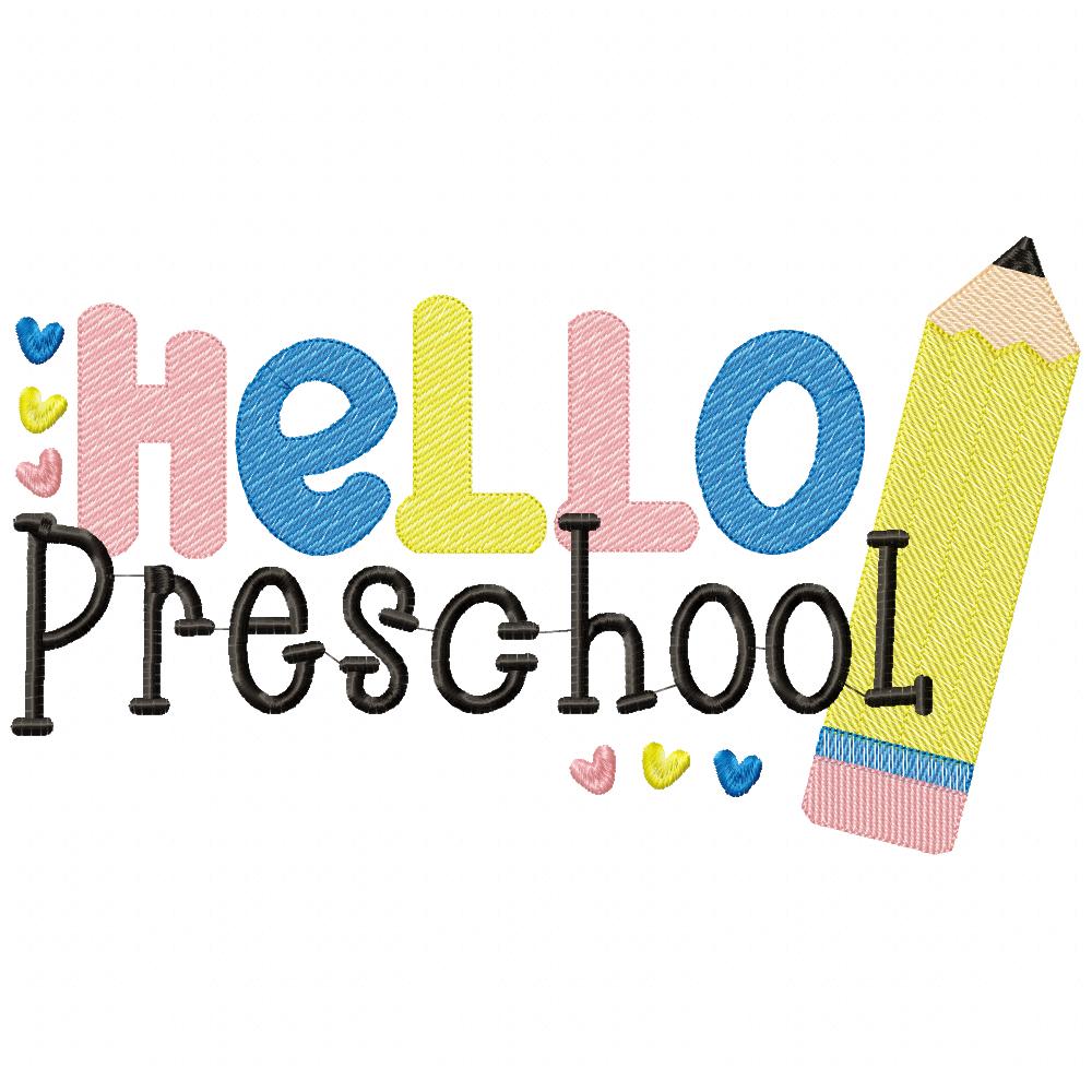 Hello Pre-K to 6th Grade Pencil - Rippled Stitch - Set of 9 designs