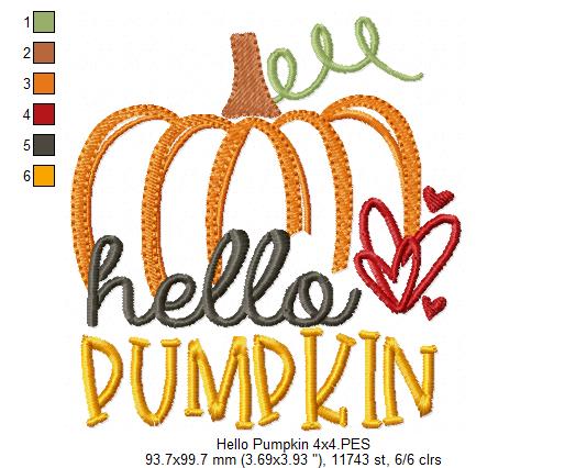 Hello Pumpkin - Fill Stitch - Machine Embroidery Design