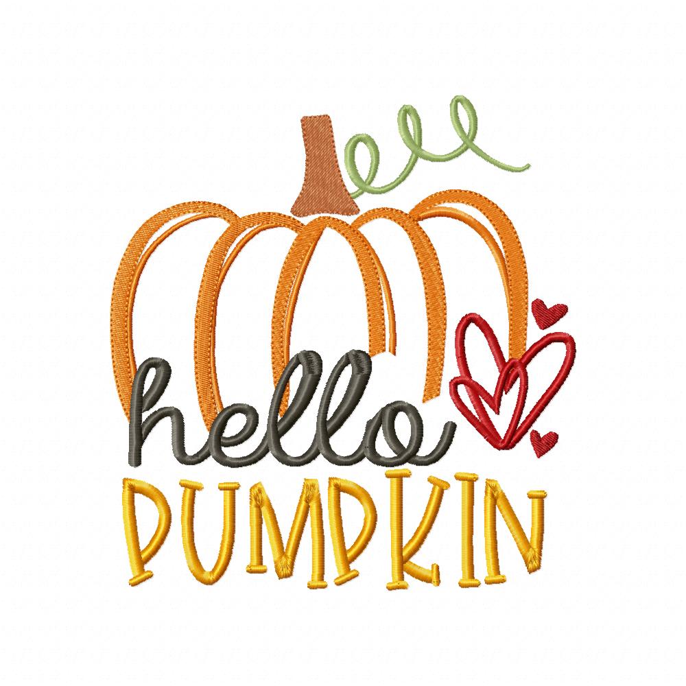 Hello Pumpkin - Fill Stitch - Machine Embroidery Design