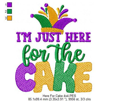 I'm Just Here for the Cake - Rippled Stitch - Machine Embroidery Design