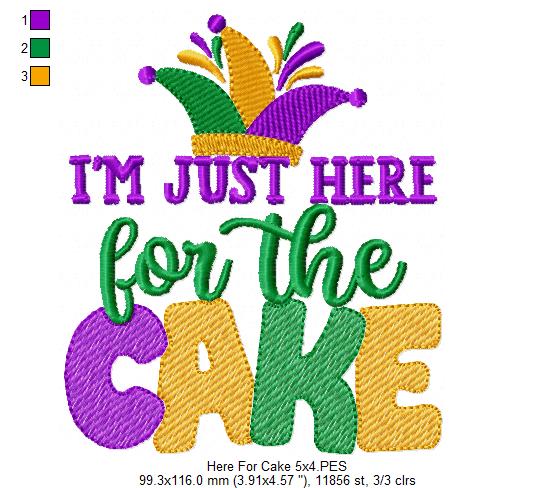 I'm Just Here for the Cake - Rippled Stitch - Machine Embroidery Design