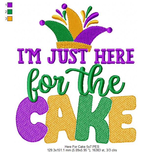 I'm Just Here for the Cake - Rippled Stitch - Machine Embroidery Design