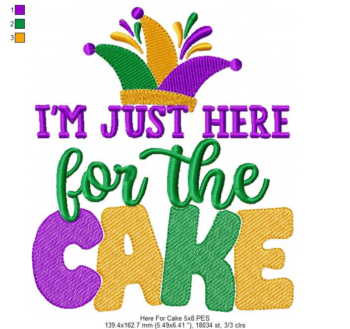 I'm Just Here for the Cake - Rippled Stitch - Machine Embroidery Design