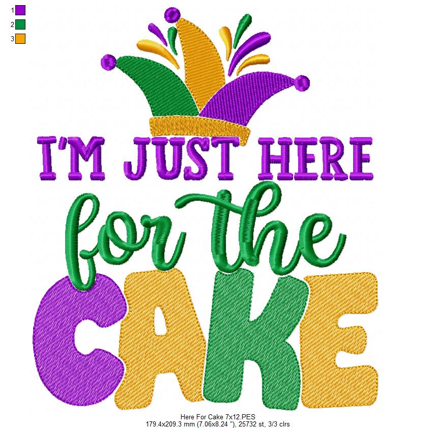 I'm Just Here for the Cake - Rippled Stitch - Machine Embroidery Design