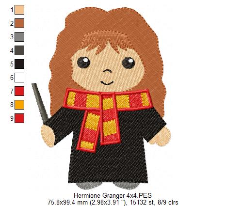 Three Wizard Kids and Platform - Set of 4 designs - Fill Stitch Machine Embroidery Design