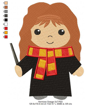 Wizard Girl - Fill Stitch - Machine Embroidery Design