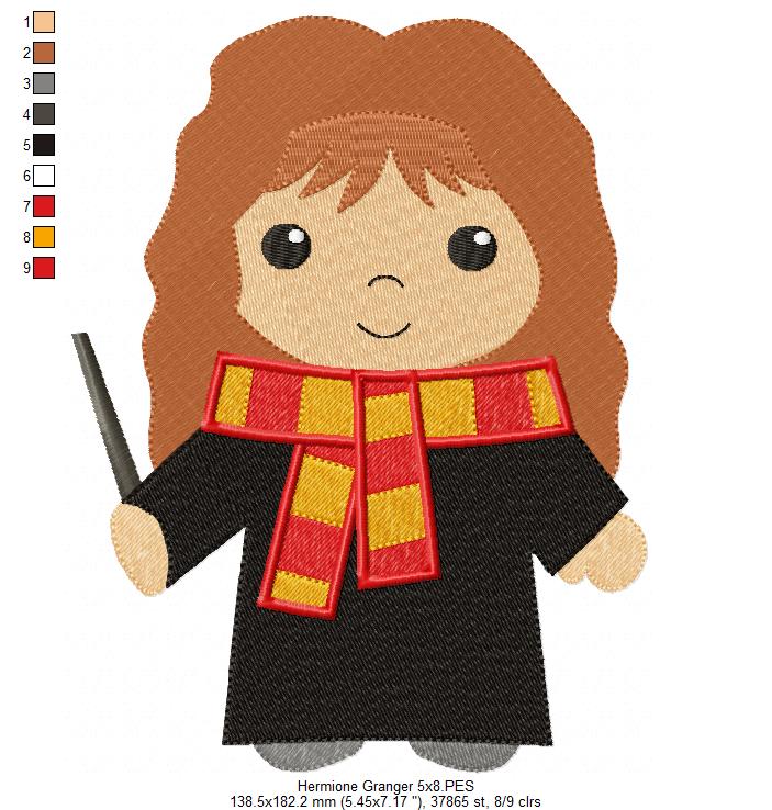 Three Wizard Kids and Platform - Set of 4 designs - Fill Stitch Machine Embroidery Design