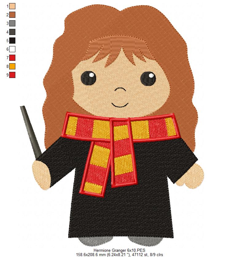 Three Wizard Kids and Platform - Set of 4 designs - Fill Stitch Machine Embroidery Design