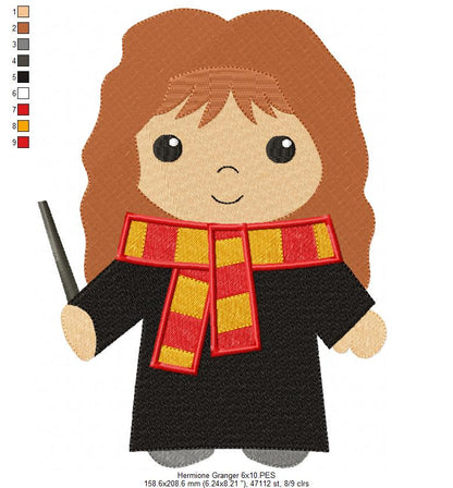 Three Wizard Kids and Platform - Set of 4 designs - Fill Stitch Machine Embroidery Design