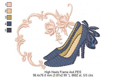 Frame and High Heels - Fill Stitch