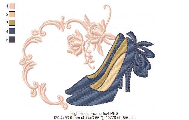 Frame and High Heels - Fill Stitch