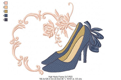Frame and High Heels - Fill Stitch