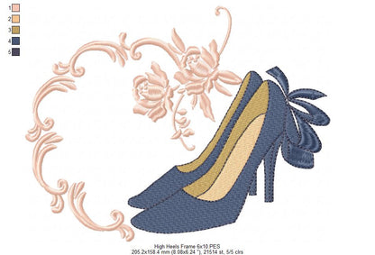 Frame and High Heels - Fill Stitch