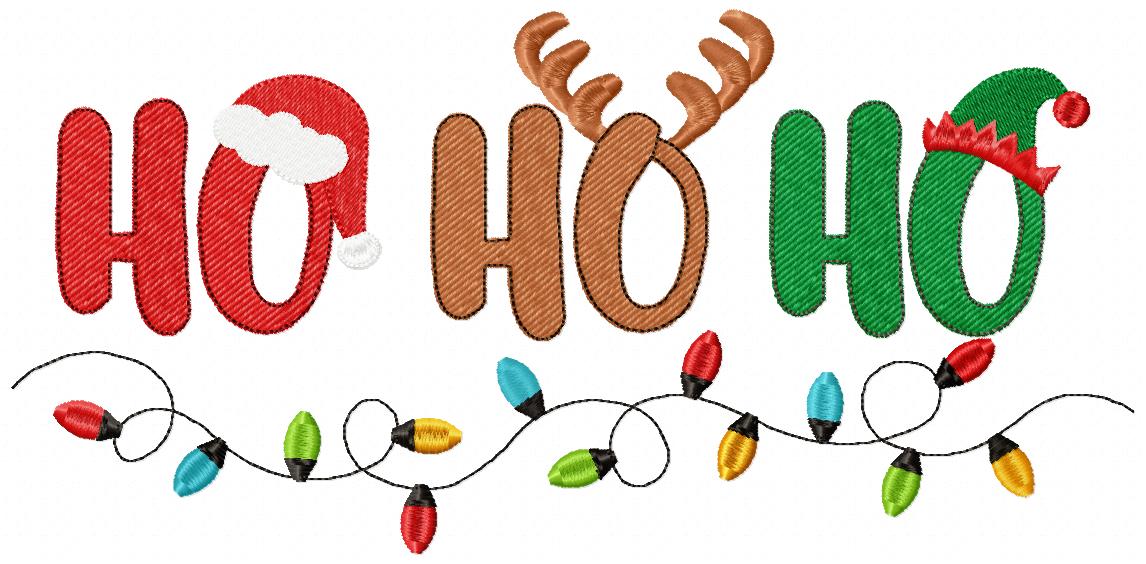 Holiday Lights Ho Ho Ho – Fill Stitch – Machine Embroidery Design
