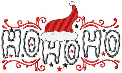 Santa Swirl Ho Ho Ho – zigzag applique – Machine Embroidery Design
