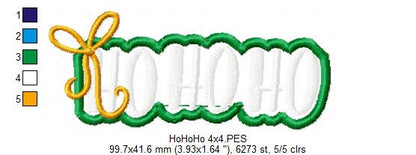 Festive Ho Ho Ho Frame – applique – Machine Embroidery Design