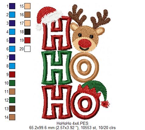 Holiday Ho Ho Ho Character Trio – Applique – Machine Embroidery Design