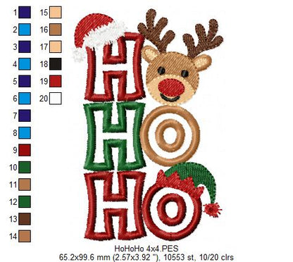 Holiday Ho Ho Ho Character Trio – Applique – Machine Embroidery Design