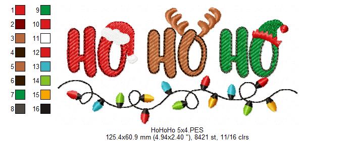 Holiday Lights Ho Ho Ho – Fill Stitch – Machine Embroidery Design