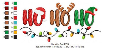 Holiday Lights Ho Ho Ho – Fill Stitch – Machine Embroidery Design