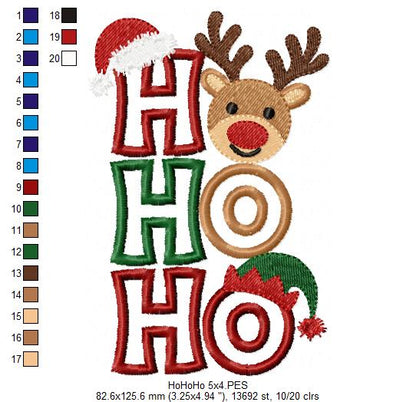 Holiday Ho Ho Ho Character Trio – Applique – Machine Embroidery Design