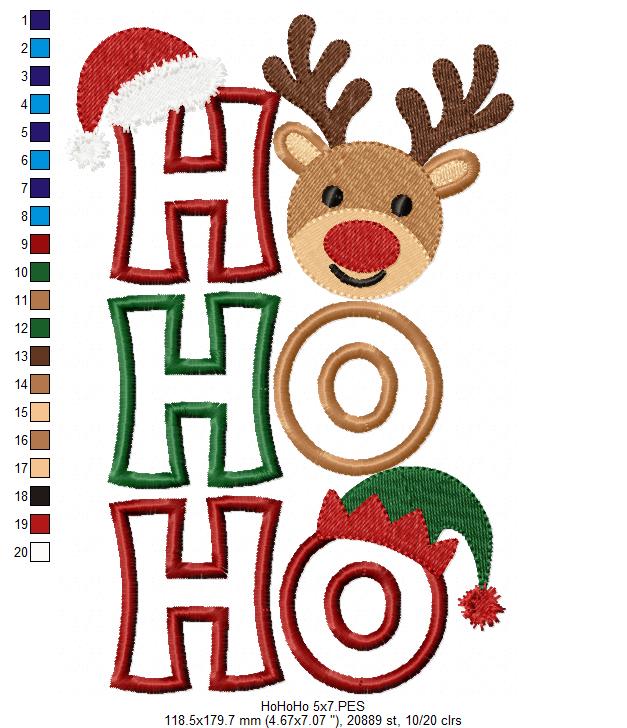 Holiday Ho Ho Ho Character Trio – Applique – Machine Embroidery Design