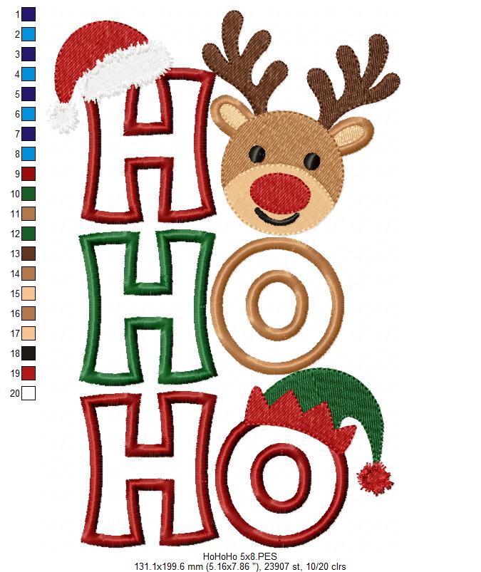 Holiday Ho Ho Ho Character Trio – Applique – Machine Embroidery Design