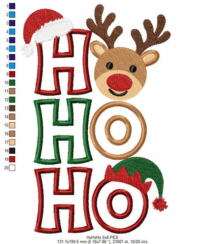 Holiday Ho Ho Ho Character Trio – Applique – Machine Embroidery Design