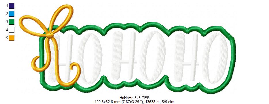 Festive Ho Ho Ho Frame – applique – Machine Embroidery Design
