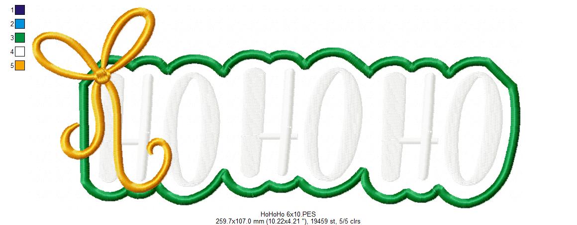 Festive Ho Ho Ho Frame – applique – Machine Embroidery Design