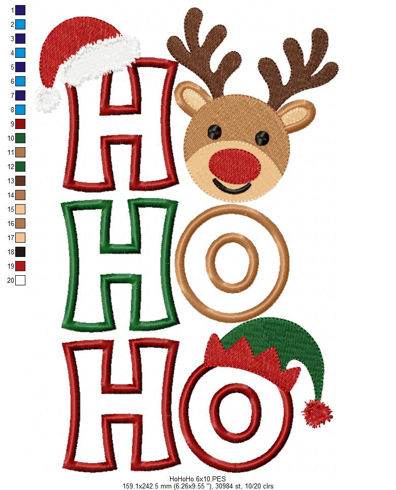 Holiday Ho Ho Ho Character Trio – Applique – Machine Embroidery Design