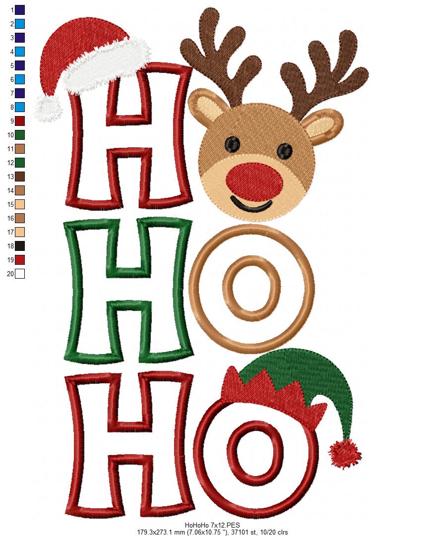 Holiday Ho Ho Ho Character Trio – Applique – Machine Embroidery Design