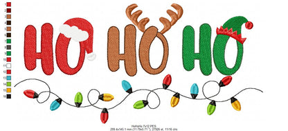 Holiday Lights Ho Ho Ho – Fill Stitch – Machine Embroidery Design