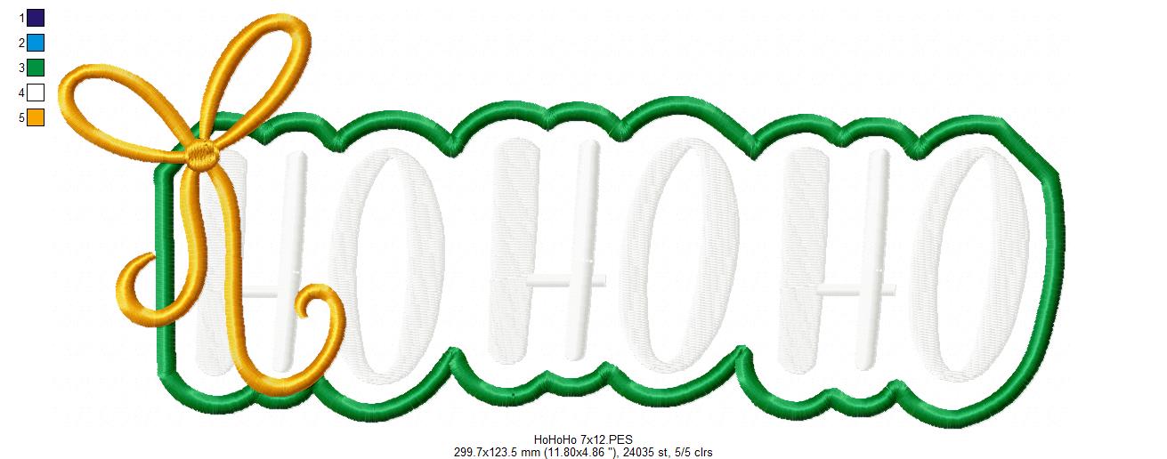 Festive Ho Ho Ho Frame – applique – Machine Embroidery Design