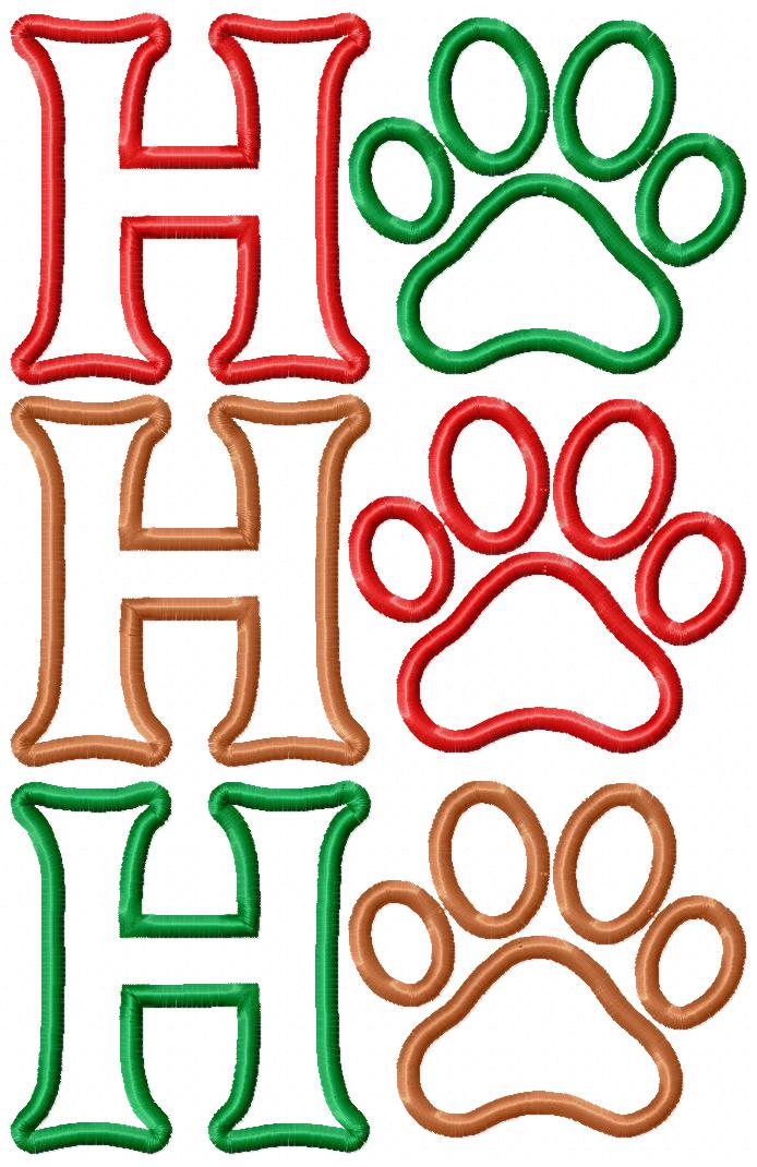 Ho Ho Ho Paws Christmas – Applique – Machine Embroidery Design